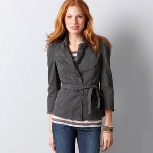 LOFT Raw Edge Ruffle Cotton Jacket